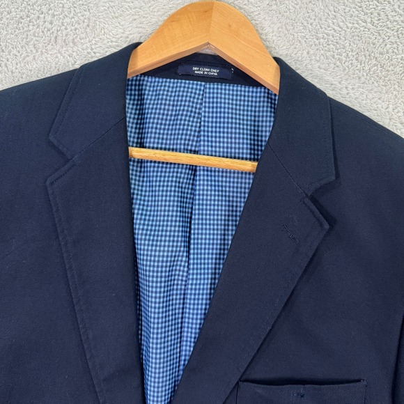 Saddlebred Mens 42R Navy Blue 100% Cotton Sport Coat Blazer Casual Preppy Work - Picture 1 of 12